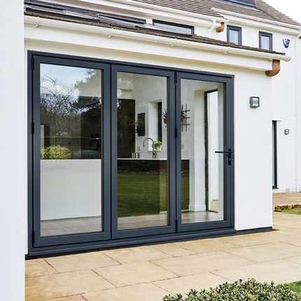 AluVu Aluminium 10ft Bi-Fold Door Set Anthracite Grey RH