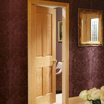 Oak Victorian 4 Panel Pre-Finished FD30 Fire Door