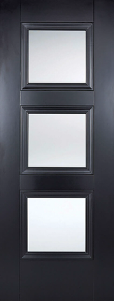 Black Amsterdam Clear Glazed Primed Door