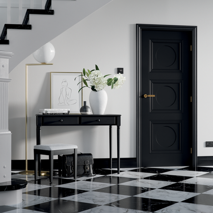 Black Antwerp 3P Primed FD30 Fire Door
