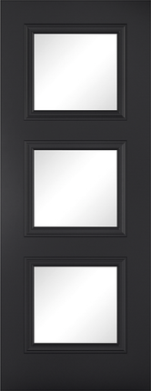 Black Antwerp Clear Glazed 3L Primed Door