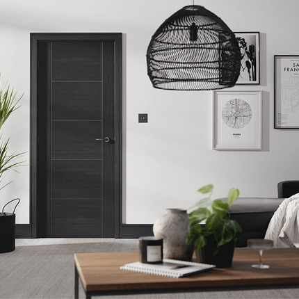 Black Ash Laminate Vancouver 5P Pre-Finished Door