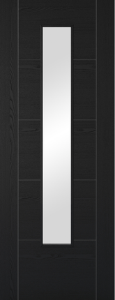 Black Ash Laminate Vancouver Clear Glazed 1L Pre-Finished Door