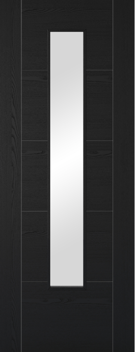 Black Ash Laminate Vancouver Clear Glazed 1L Pre-Finished Door
