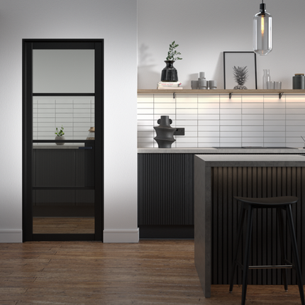 Black Chelsea Clear Glazed 4L Pre-Finished Door