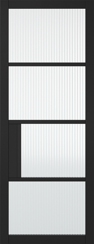 Black Chelsea Reeded Glazed 4L Pre-Finished Door