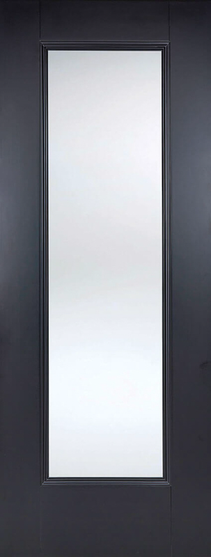 Black Eindhoven Clear Glazed 1L Pre-Finished Door
