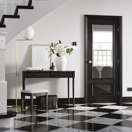 Black Knightsbridge Clear Glazed 1L Primed Door