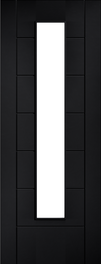 Black Laminate Linear 7P Clear Glazed Pre-Finished Door