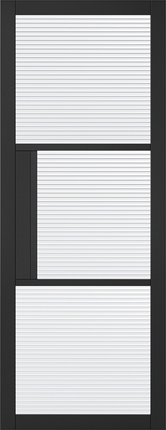 Black Tribeca Reeded Glazed 3L Pre-Finished Door
