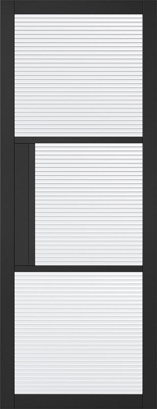 Black Tribeca Reeded Glazed 3L Pre-Finished Door