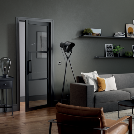 Black Tribeca Tinted Glazed 3L Pre-Finished Door