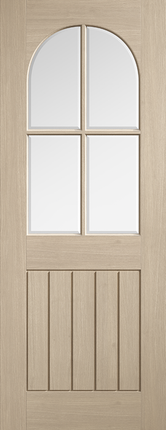 Blonde Oak Mexicano Arched Square Top Clear Glazed Pre-Finished Door