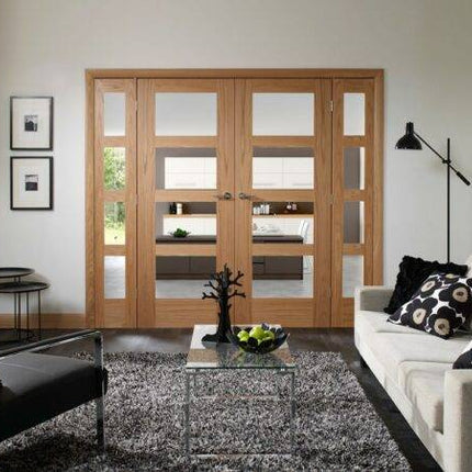 Oak Shaker With Clear Glass Unfinished FD30 Fire Door