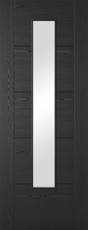 Charcoal Black Vancouver Clear Glazed 1L Pre-Finished FD30 Fire Door