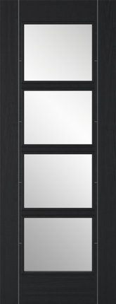 Charcoal Black Vancouver Clear Glazed 4L Pre-Finished FD30 Fire Door