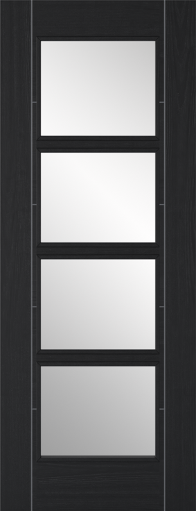 Charcoal Black Vancouver Clear Glazed 4L Pre-Finished FD30 Fire Door