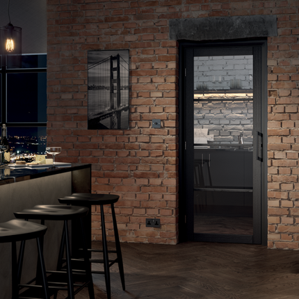 Dark Charcoal Soho Clear Glazed 4L Pre-Finished Door