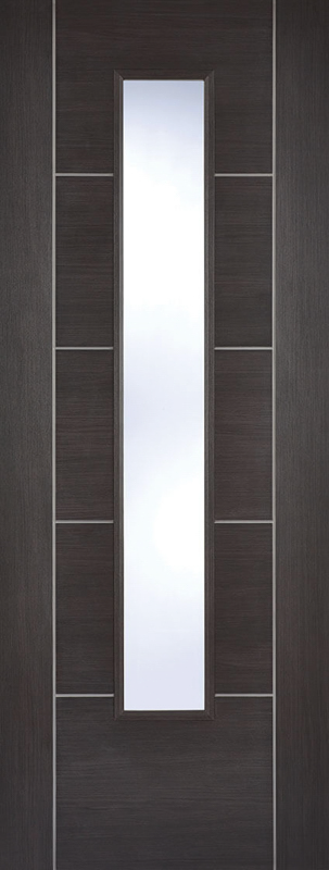 Dark Grey Laminate Vancouver Clear Glazed Pre-Finished Door