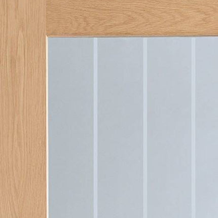 Oak Suffolk Essential 2XG Clear Etched Glass Unfinished Door