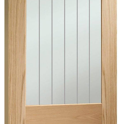 Oak Suffolk Essential 2XG Clear Etched Glass Unfinished Door