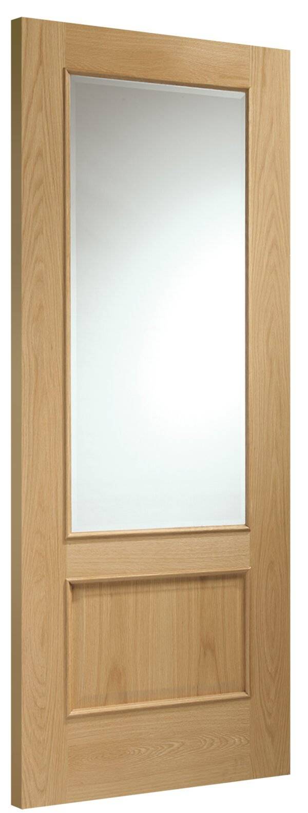 Oak Andrea With Clear Bevelled Glass And Raised Mouldings Unfinished Door
