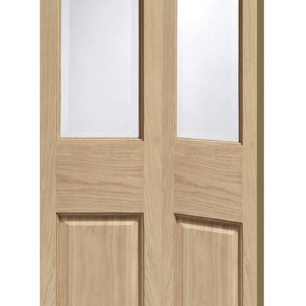 Oak Malton With Clear Bevelled Glass Unfinished Bi-Fold Door