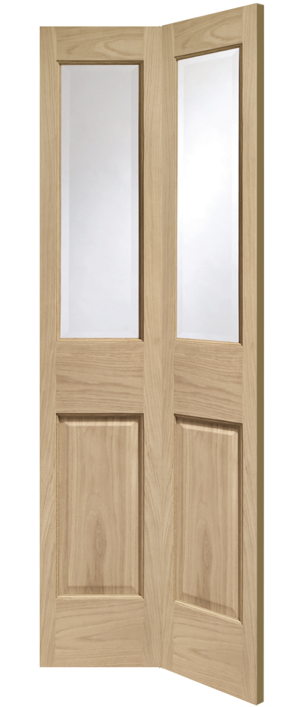 Oak Malton With Clear Bevelled Glass Unfinished Bi-Fold Door