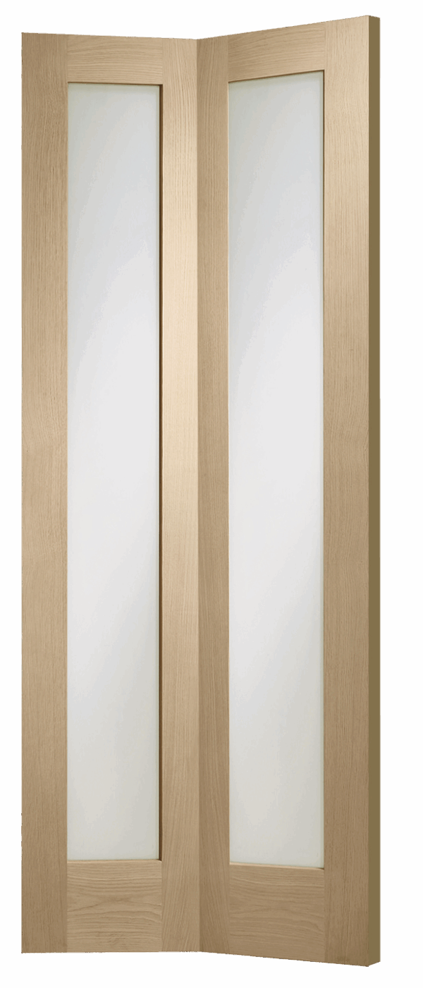 Oak Pattern 10 With Clear Glass Unfinished Bi-Fold Door