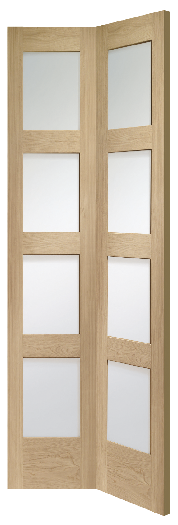 Oak Shaker With Clear Glass Unfinished Bi-Fold Door