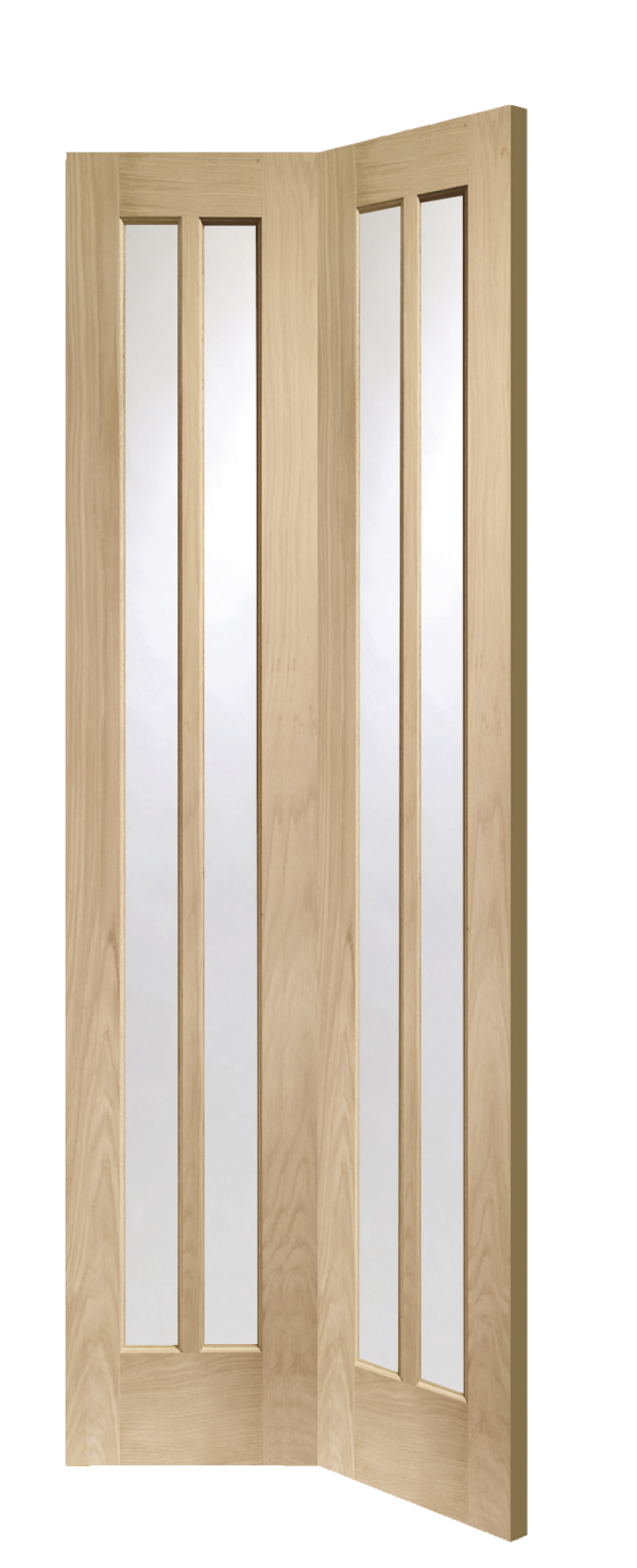 Oak Worcester With Clear Glass Unfinished Bi-Fold Door