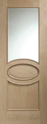 Oak Calabria With Clear Bevelled Glass And Raised Mouldings Unfinished Door