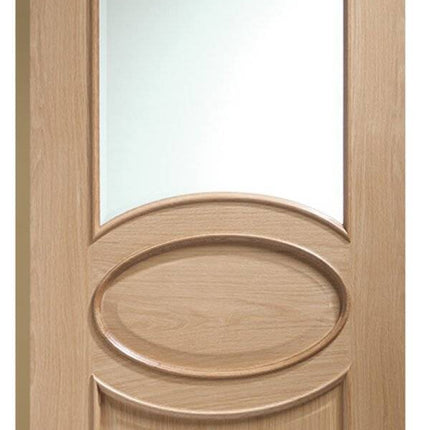 Oak Calabria With Clear Bevelled Glass And Raised Mouldings Unfinished Door