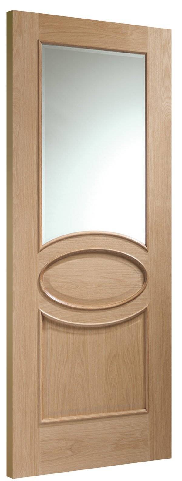 Oak Calabria With Clear Bevelled Glass And Raised Mouldings Unfinished Door