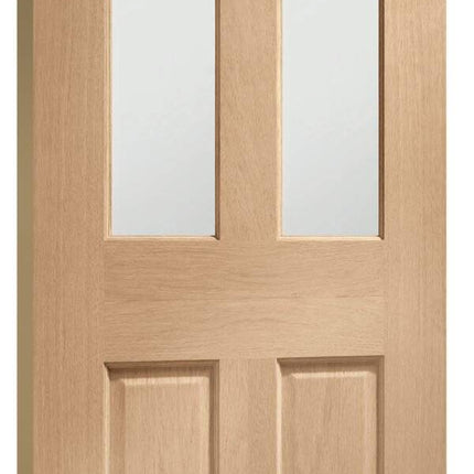 Oak Malton With Clear Flat Glass Unfinished FD30 Fire Door