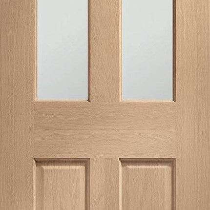 Oak Malton With Clear Flat Glass Unfinished FD30 Fire Door