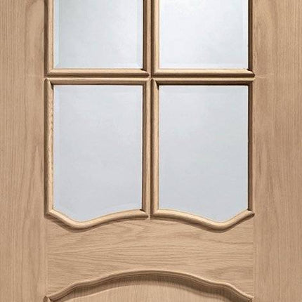 Oak Riviera With Clear Bevelled Glass And Raised Mouldings Unfinished Door