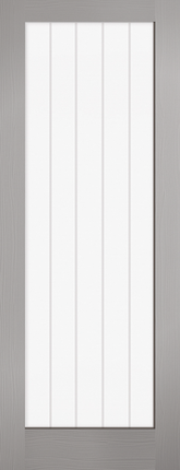 Grey Moulded Textured Vertical Clear Glazed 1L Pre-Finished Door