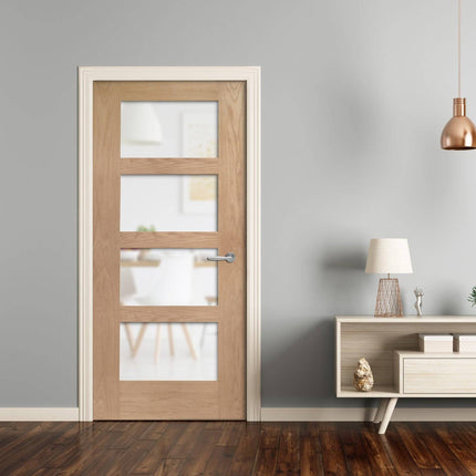Oak Shaker With Obscure Glass Unfinished FD30 Fire Door
