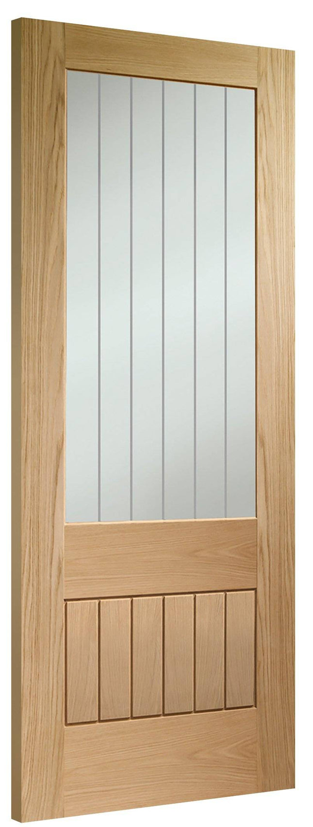 Oak Suffolk Original 2XG Clear Etched Glass Pre-Finished Door
