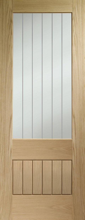 Oak Suffolk Essential 2XG Clear Etched Glass Pre-Finished Door