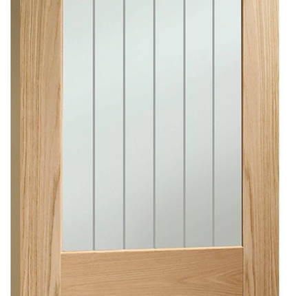 Oak Suffolk Essential 2XG Clear Etched Glass Pre-Finished Door