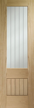 Oak Suffolk Essential 2XG Clear Etched Glass Pre-Finished Door