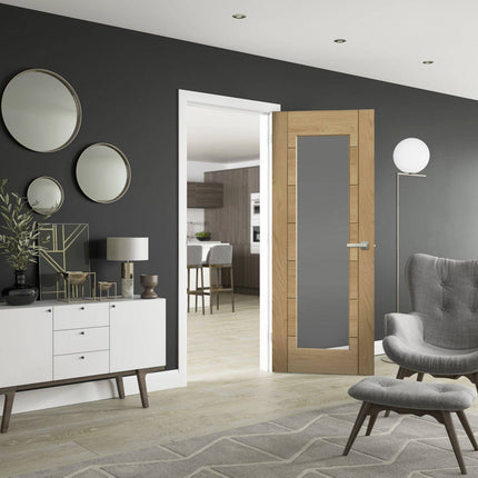 Oak Palermo Essential 1 Light Clear Glazed Pre-Finished Door