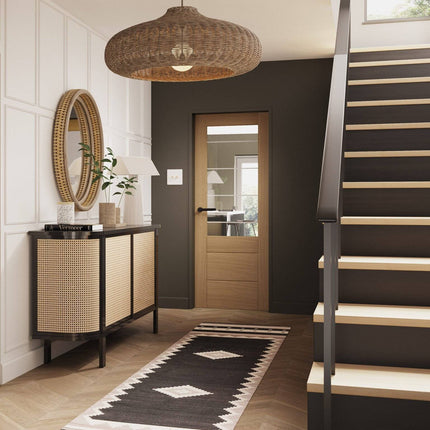Oak Palermo Essential 2XG Clear Etched Glass Pre-Finished Door