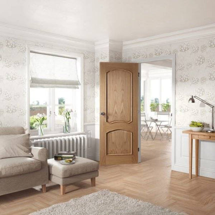 Oak Louis With Raised Mouldings Unfinished FD30 Fire Door