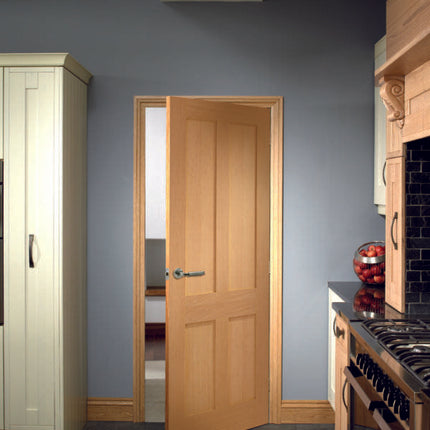 Oak Victorian Shaker 4 Panel Unfinished FD30 Fire Door