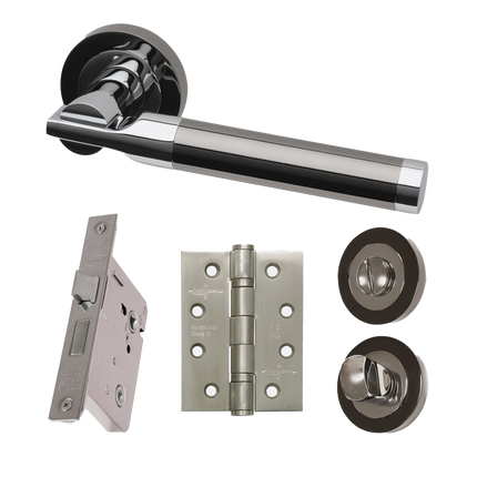 Vega Polished Black/Chrome Privacy Handle Hardware Pack