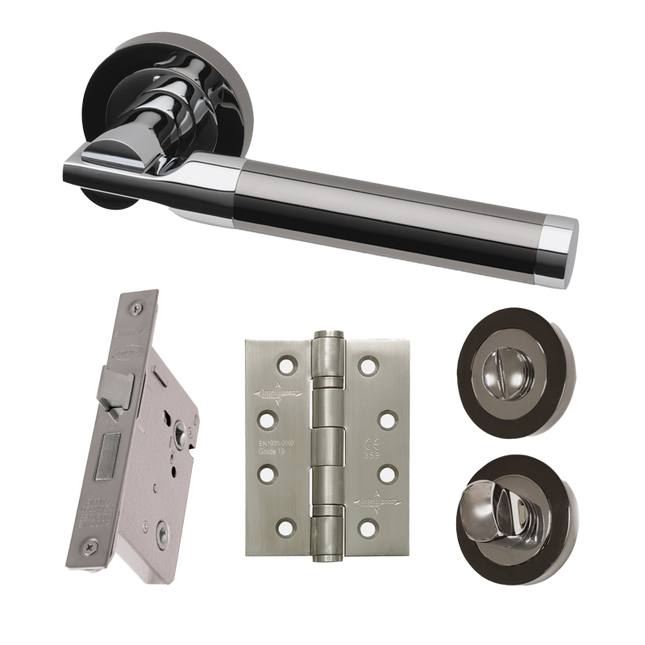 Vega Polished Black/Chrome Privacy Handle Hardware Pack