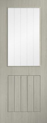 Light Grey Laminate Cottage Clear Glazed Pre-Finished Door